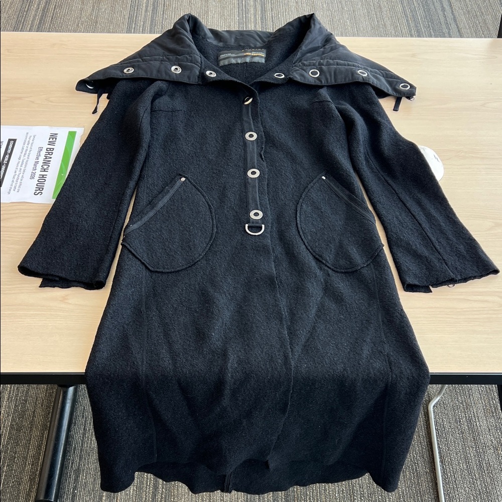 Cop Copine Black Wool-Blend Hooded Coat